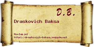 Draskovich Baksa névjegykártya